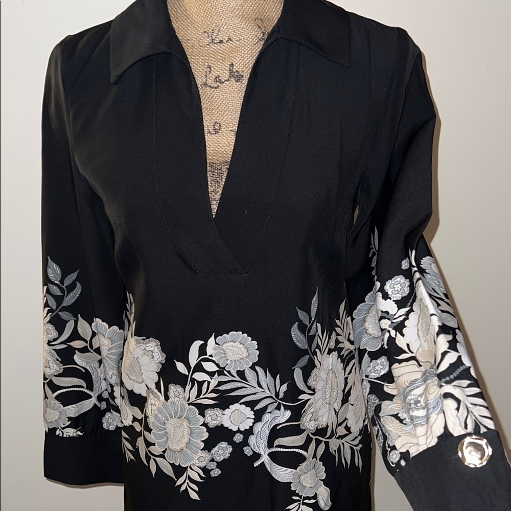 Floral Embroidered Stitched Zara Black Mini Dress - Picture 4 of 5